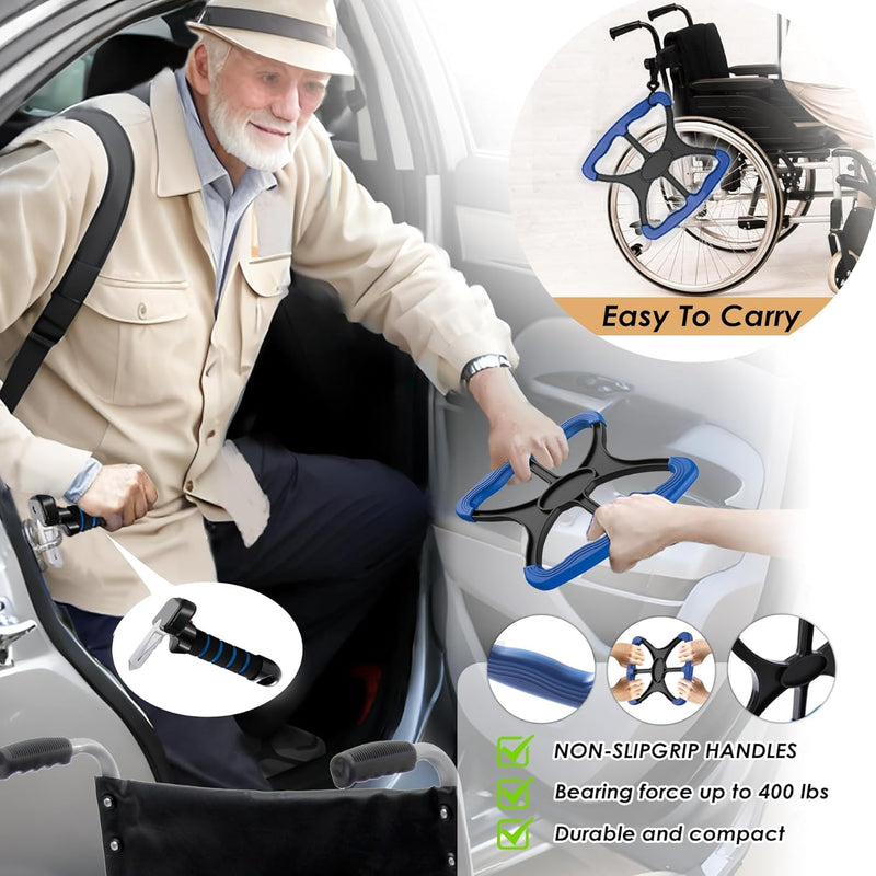 Generic 3-in-1 Elderly Assistance Kit: Standing Aid & Car Assist Grab Handle, Blue, Plastic, 4 inches x 6 inches