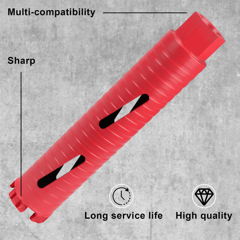 Diamond Core Drill Bit, 1-1/2" Diameter, 9-1/20" Drilling Depth, Laser-Welded Segmented Turbo Bit for Cured Concrete, Brick, Block, Masonry - Wet/Dry Use 1-1/2"(38MM)