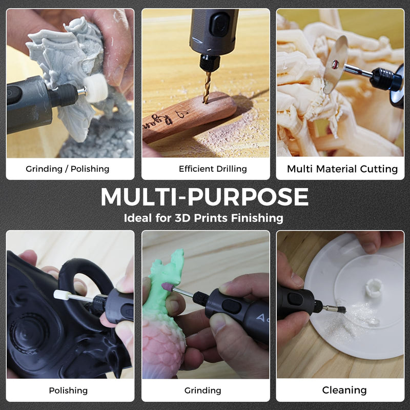 Creality Mini Cordless Rotary Tool for 3D Prints Finishing 24-in-1 USB Charging 3.7V 6-Speed Power Rotary Tool Kit for 3D Print Crafts Sanding, Polishing, Support Removal, Drilling, Etching, Engraving