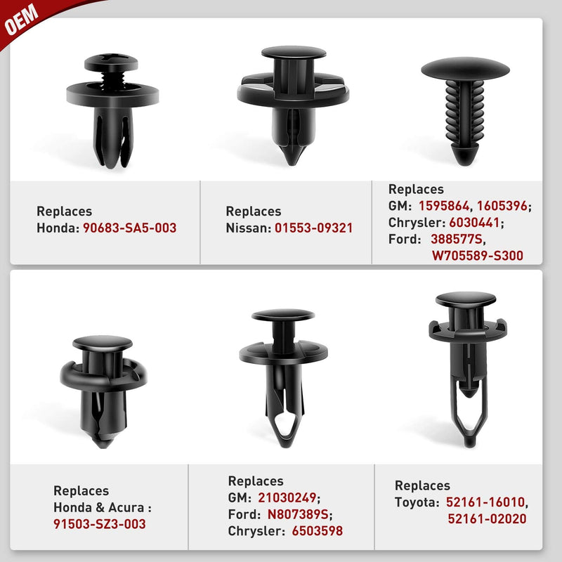 Nilight 200PCS Car Retainer Clips 6mm 7mm 8mm 9mm 10mm Expansion Screws Replacement Kit Bumper Push Rivet Clips for GM Ford Toyota Honda Chrysler Nissan 200 Clips 6mm 7mm 8mm 9mm 10mm