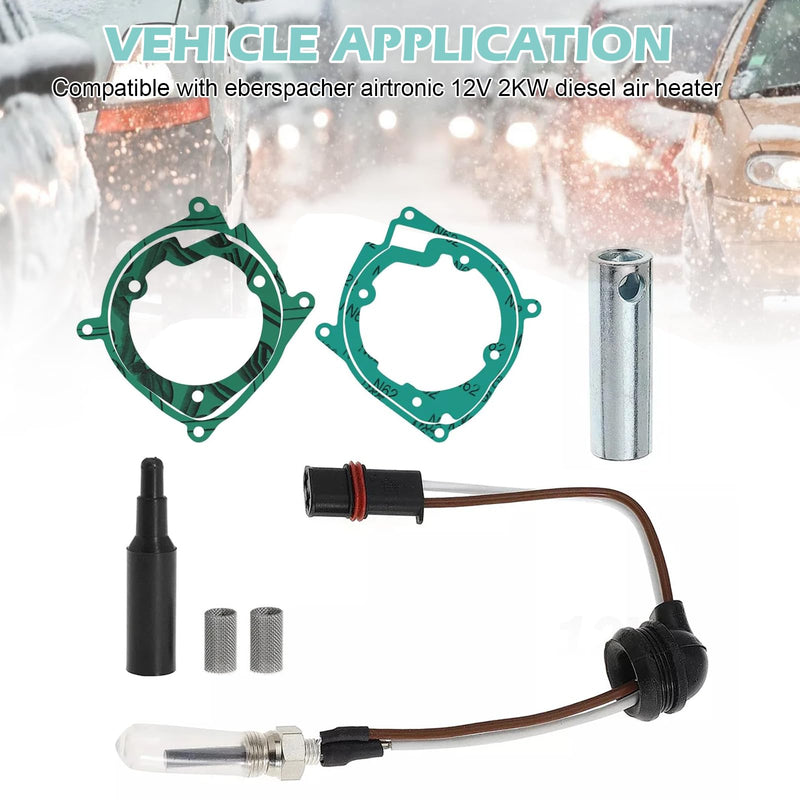 Diesel Heater Glow Plug Repair Kit, 12V Diesel Parking Heaters with Removal Fitting Tool for Eberspaecher Airtronic D2 2kw D4 4kw Ceramic Glow Plug Air Repair Parts 252069011300 252069100102