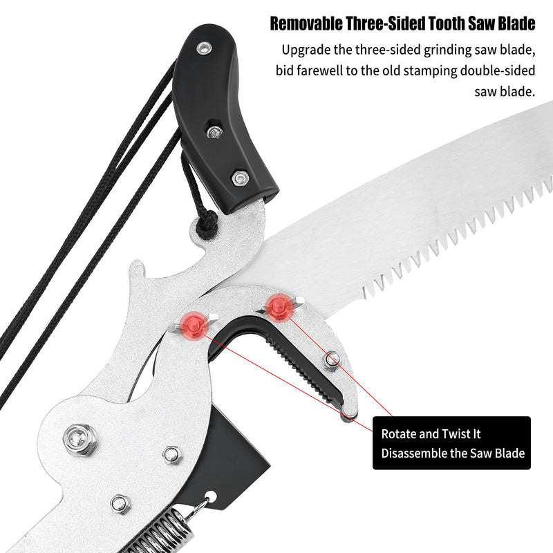 BAYTORY Extendable Tree Pruner Shears Head and Saw without Pole | High-Altitude 4 Pulleys Save Half of Your Effort, Pruning Trimmer Clipper for Plant Gardening Trimming Tool