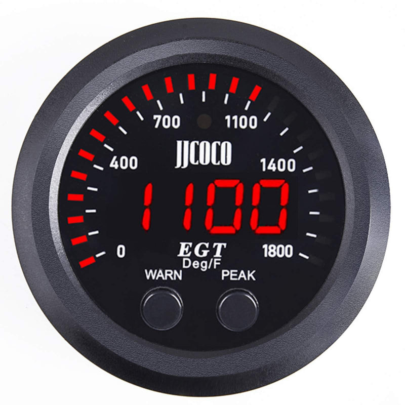 Exhaust Gas Temperature EGT Gauge Kit 2‑1/16in 52mm Ultra Thin 0‑1800℉ Red LED with Sensor and Dashboard Pod