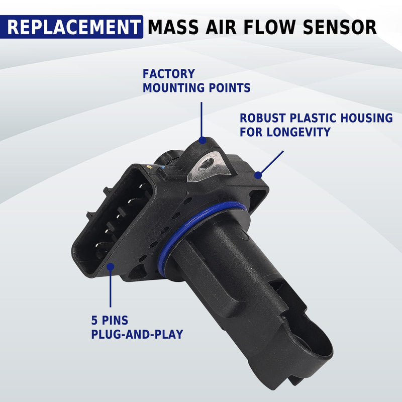Mass Air Flow Sensor 22204-22010 MAF Sensor Compatible with Toyota 02-06 Camry 03-08 Corolla 01-10 Highlander 00-07 4Runner 99-10 Tacoma 3.4L 4.0L 01-05 RAV4 Lexus ES300/RX300 3.0L Replace 22204-07010