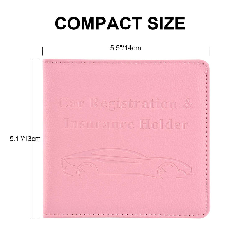 Cacturism Car Registration and Insurance Holder, Vehicle Glove Box Car Organizer，Women Interior Car Accessories Case for Cards, Essential Document, Driver License, Pink