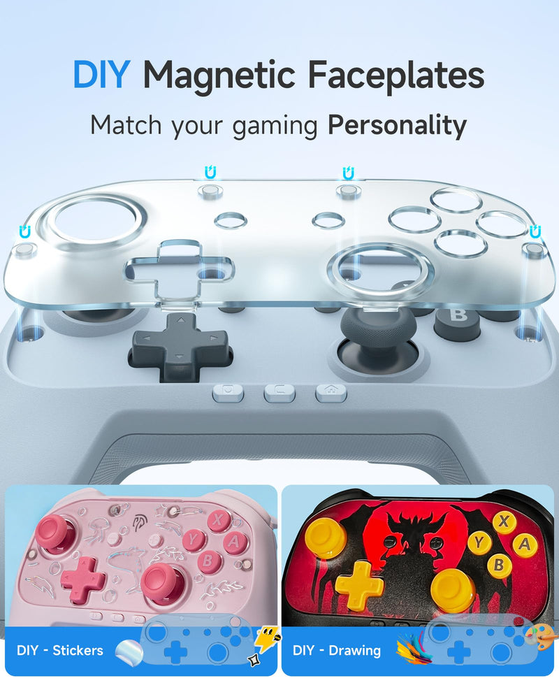 EasySMX S10C Switch 2 Pro Controller with Instant Wake-Up, Hall Effect Joysticks, HD Rumble, Motion Control, 2 Back Buttons, Turbo, C Buttons, for Switch 2/Switch/PC/iOS/Android Blue