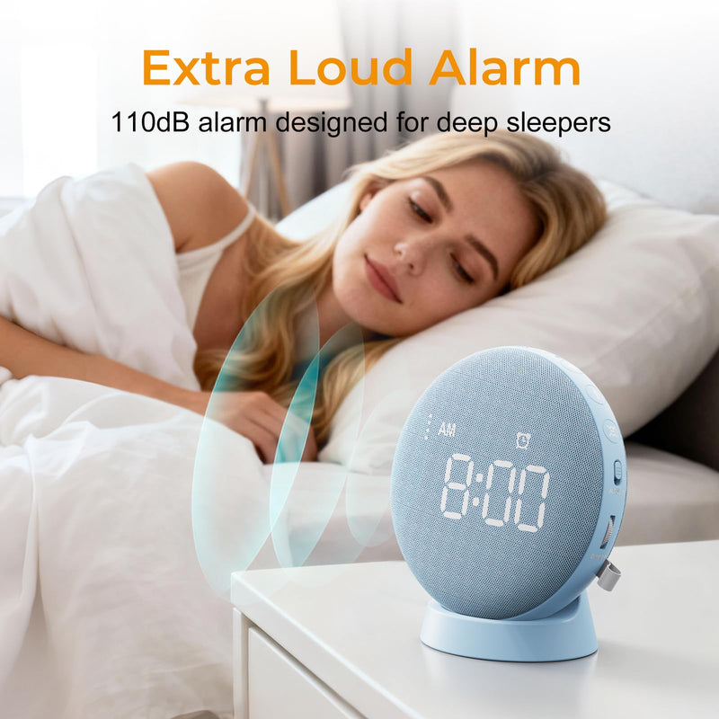 Gianna Alarm Clock for Heavy Sleepers - Vibrating Alarm Clock, 3 Wake Modes, Auto-Dimming, Rechargeable Battery Operated Bed Shaker for Bedroom and Travel Blue
