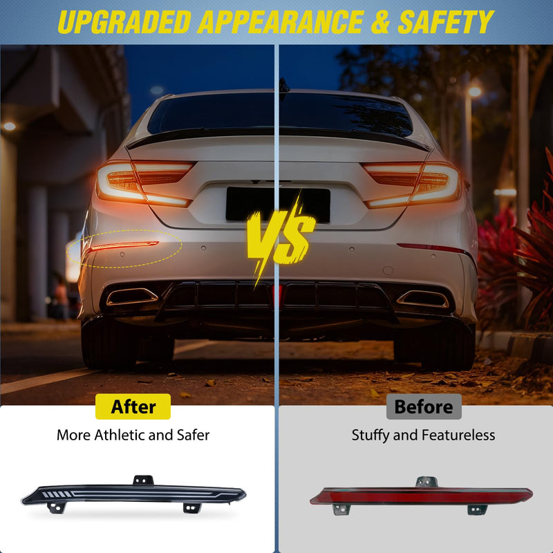 Nilight Rear Bumper Tail Light Compatible with 2018 2019 2020 2021 2022 Honda Accord 10th Smoke Lens LED Reflector Rear Bumper Lamp Brake Turn Signal Sequential Flashing Driving Taillights Replacement Honda Accord 10th 2018-2022
