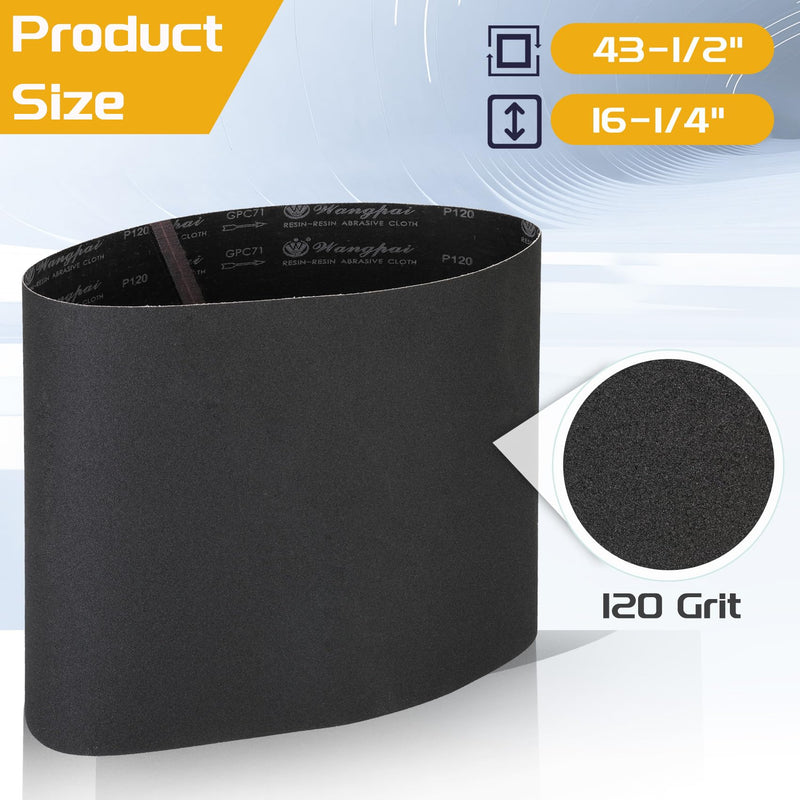 P Polerden Drum Sander Conveyor Belt 120 Grit, 16-1/4" x 43-1/2" for Performax 16-32 Conveyor Belt and Older Jet 16-32 Feed Belts, Fit for older Performax/Jet/SuperMax/Steel City Drum Sander 16-1/4" x 43-1/2"