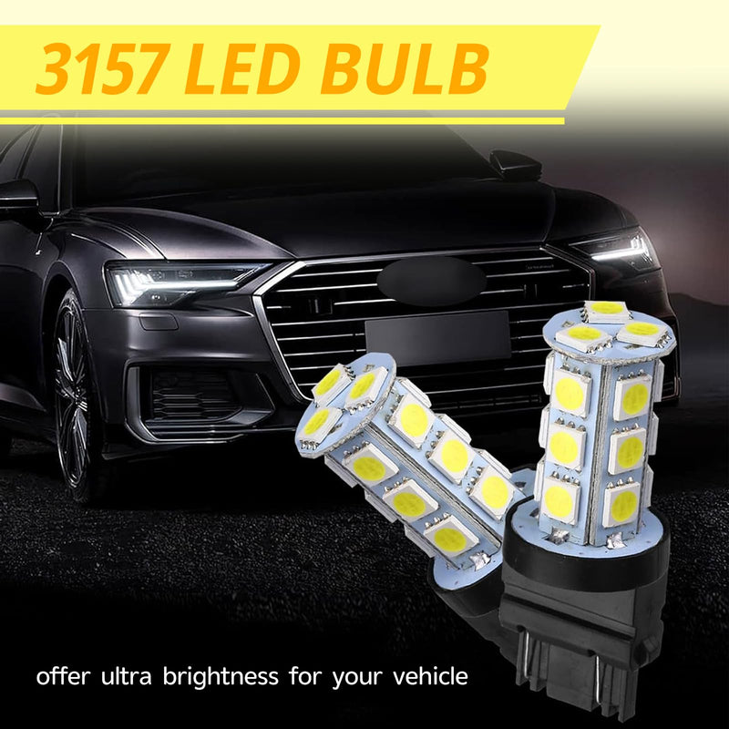 10 PCS 3157 LED Light Bulb, 5050-18SMD 360-degree Waterproof Brake Light With High Brightness, 6500 K DC 12 V 1.8 W Energy-saving Long-life Taillight Bulb Replacement, for Most Cars (White)
