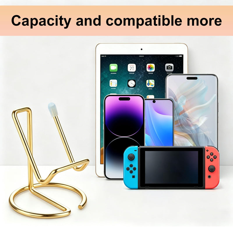 gianotter Gold Phone Stand | Gold Desk Organizer and Accessories, Phone Holder for Desk, Compatible with All Mobile Phones, iPhones and iPads (Gold)