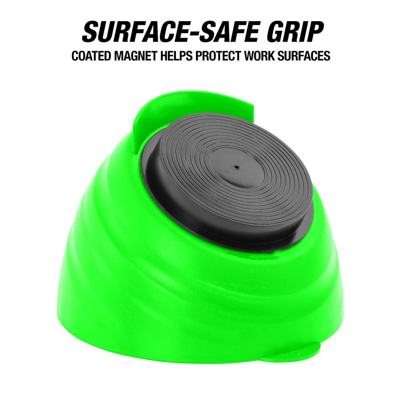 OEMTOOLS 25115 Green Magnetic Nut Cups, 2 Pack, Each Curved Magnetic Parts Tray Holds Up to 5 Pounds, Attaches To Metal Surfaces, Multi-Use Nuts And Bolts Organizer Set Made From Durable ABS Plastic Green 2 Pack