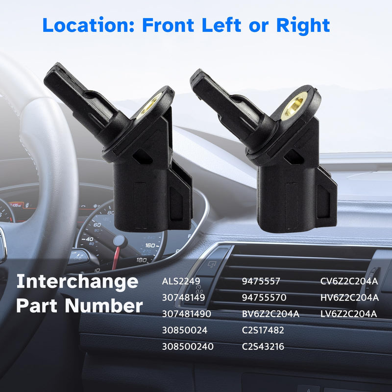 Front ABS Wheel Speed Sensor Left Right fit for Ford Escape Focus Transit Connect C-Max, Volvo XC60 SC70 C30 C70 S40 S60 S80 V50 V70 2012 2013 2014 2015 2016 2017 2018 2019, ALS2249 ALS1839 ALS557