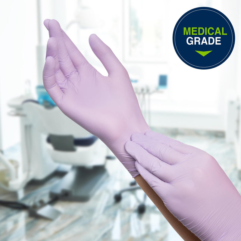 HALYARD Lavender Nitrile Exam Gloves, 5.9 mil, 9.5 Inches, Lavender, X-Large, Box of 90 - Powder Free, Non Sterile Disposable Gloves Small 250