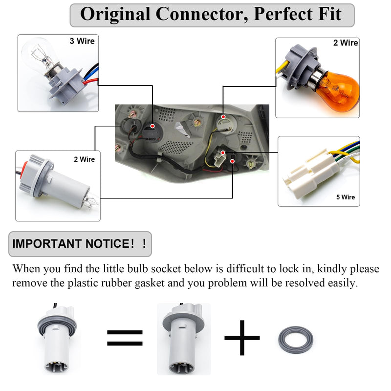 92450-3Q000 92450 3q000 Tail Lamp Holder and Wiring with 8 Halogen Bulbs, Compatible with Hyundai Sonata 2011 2012 2013 2014, Exterior, Rear (Pack of 1)