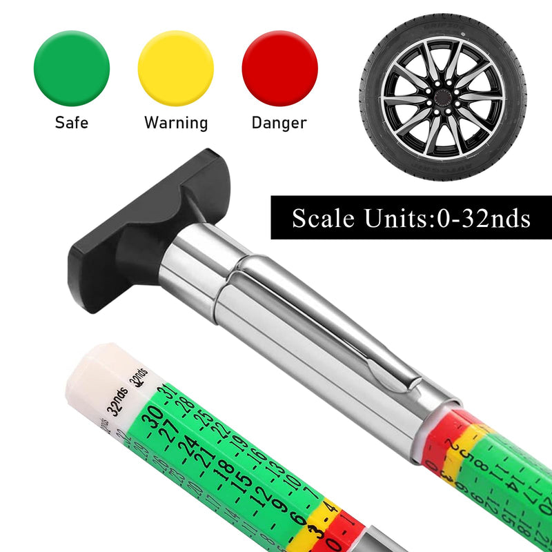 2 PCS Car Tire Tread Depth Gauge, Tire Depth Gauge with Six-Sided Smart Color Coded, Tire Tread Depth Measurement Tool for Most Auto Truck SUV, Universal Car Accessories 2 PCS