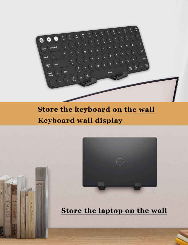 Universal Wall Mount Storage Organizer for Keyboard/Laptop/Tablet, Wall Display Rack Holder for Electronics, Compatible with Wall Hangers for Pictures/Paintings/Frames/Books (Black) Black