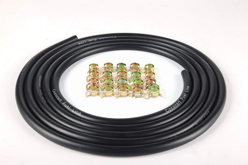 10-Foot Length Stretchy 1/4 Inch ID Fuel Line+20pcs 2/5" ID Hose Clamps for Kawasaki Kohler Briggs & Stratton Small Engines