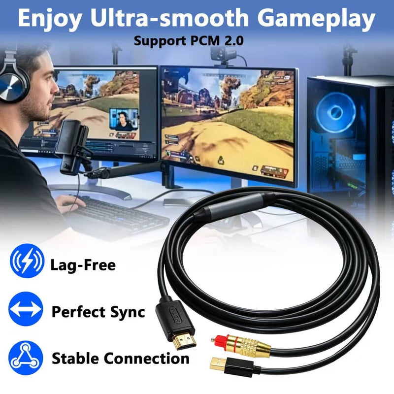 TUOLNK HDMI to Optical Audio Adapter 192kHz Optical to HDMI Converter Support PCM 2.0 No Lag HDMI ARC O'ptical Cable for Soundbar to TV,Recivers and Projectors,6.6ft