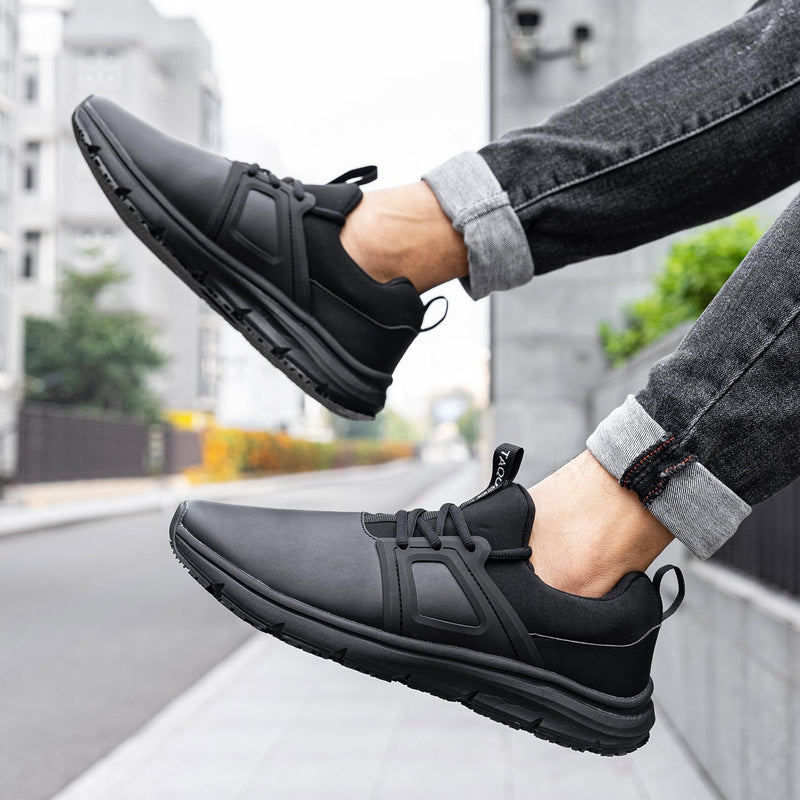 Non Slip Work Shoes for Mens Slip On Sneakers Waterproof Chef Kitchen Shoe Comfortable Slip Resistant Restaurant Footwear Hombre Zapatos de Trabajo, Black 10 Classic Black