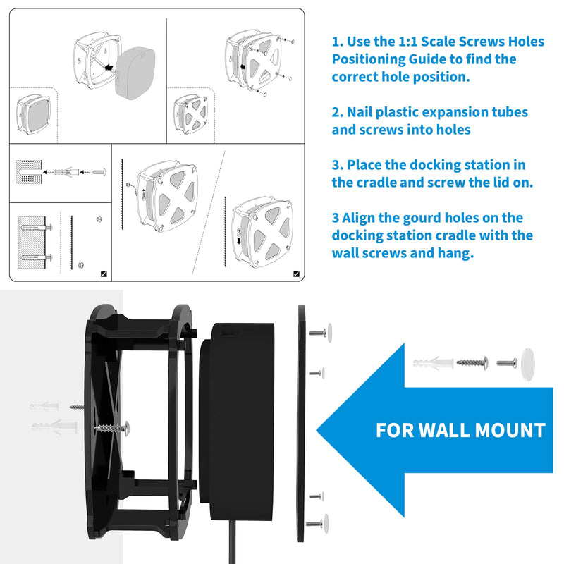 Wall and Under Desk Mount for HP USB-C Dock G5, Acrylic Docking Station Mounting Holder Compatible with HP USB-C Dock G5, for HP USB-C/A Universal Dock G2 (Black Holder Only)
