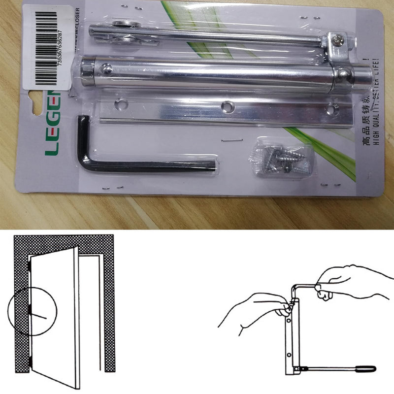  [AUSTRALIA] - ZENG 2-Pack Adjustable Spring Door Closer - 304 Stainless Steel Surface Mounted Automatic Closer for Residential/Commercial Doors (20-40kg, 175° Max, Silver)