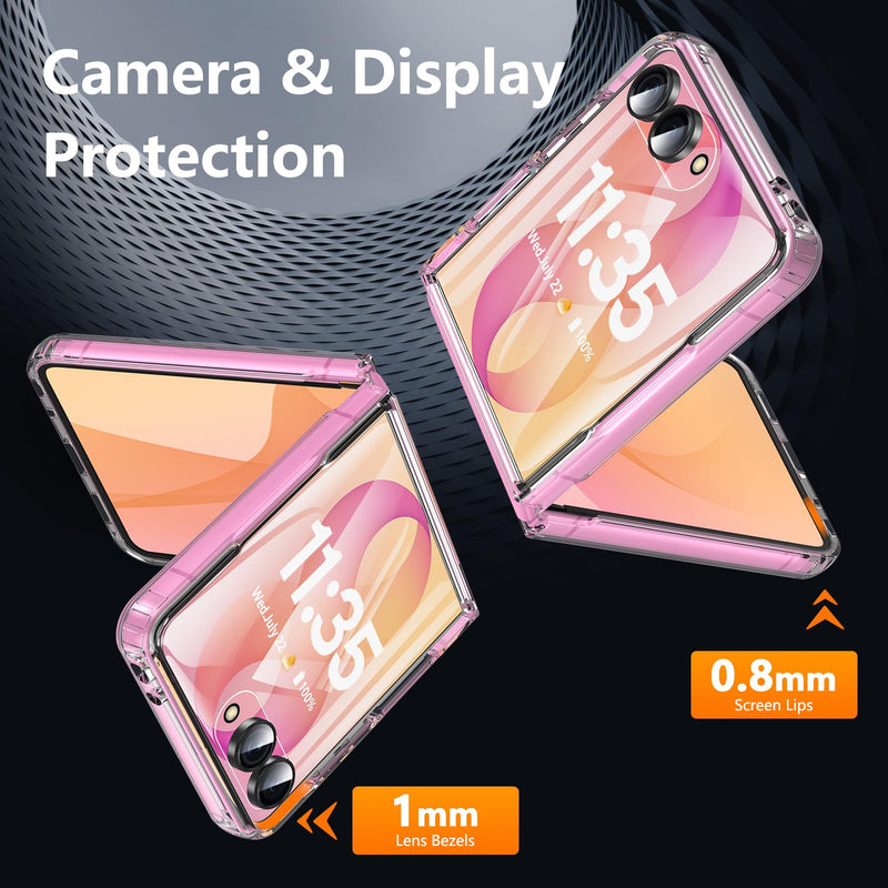 Hensinple for Samsung Galaxy Z Flip 8 Case,Magnetic Z Flip 7 Case with Built-in Screen Protector,Anti Yellowing Shockproof Rugged Slim Phone Cover for Samsung Galaxy Z Flip 7/8,Crystal Clear Samsung Z Flip 7/8-Clear Samsung Z Flip 7 / Z Flip 8