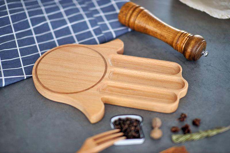Hamsa Hand Charcuterie Board – Small Beechwood Snack & Cheese Tray, Boho Spiritual Decor, Unique Gift for Women, Yoga or Meditation Space, Decorative Serving Board