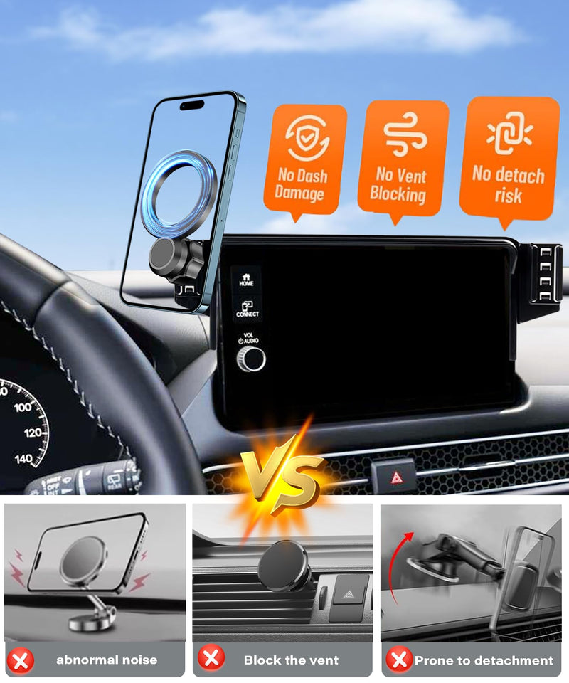 Car Phone Mount for Honda HR-V HRV/CR-V CRV 2023-2026 7/9 inch | 2023-2026 Honda HRV HR-V/CRV CR-V MagSafe Strong Magnets Cell Phone Holder Accessories, One-Hand Operation 360° Rotation for 2023-2026 Honda HR-V/CR-V (7/9 Inch)