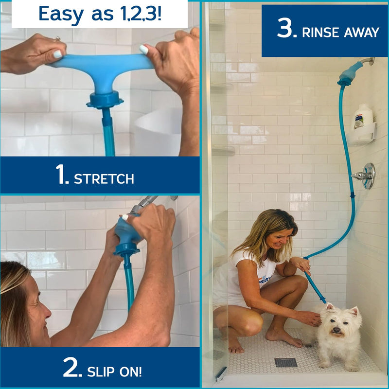 Rinseroo: "Shower Cleaning Thing"–Slip-On Handheld Hose Attachment for Fast, Mess-Free Shower Wall Rinsing–6 Ft Hose, Fits Up to 5" Shower Head –Temporarily Converts Standard Shower into Handheld 6 FT Shower Hose
