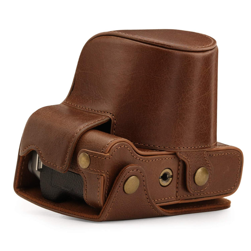 MegaGear MG1884 Ever Ready Genuine Leather Camera Case Compatible with Fujifilm X-T200 (XC15-45mm) - Brown