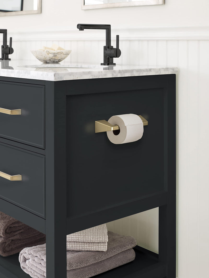 Amerock BH36001BBZ | Golden Champagne Pivoting Double Post Toilet Paper Holder | 9-5/16 in. (237 mm) Toilet Tissue Holder | Blackrock | Bath Tissue Holder | Bathroom Hardware | Bath Accessories