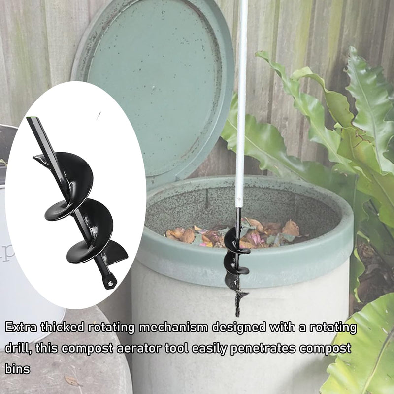Compost Aerator, 110CM Length Compost Turner Iron Composting Accessories - Manual Turners for Compos Bins and Garbage Decomposition, Rustproof and Durable