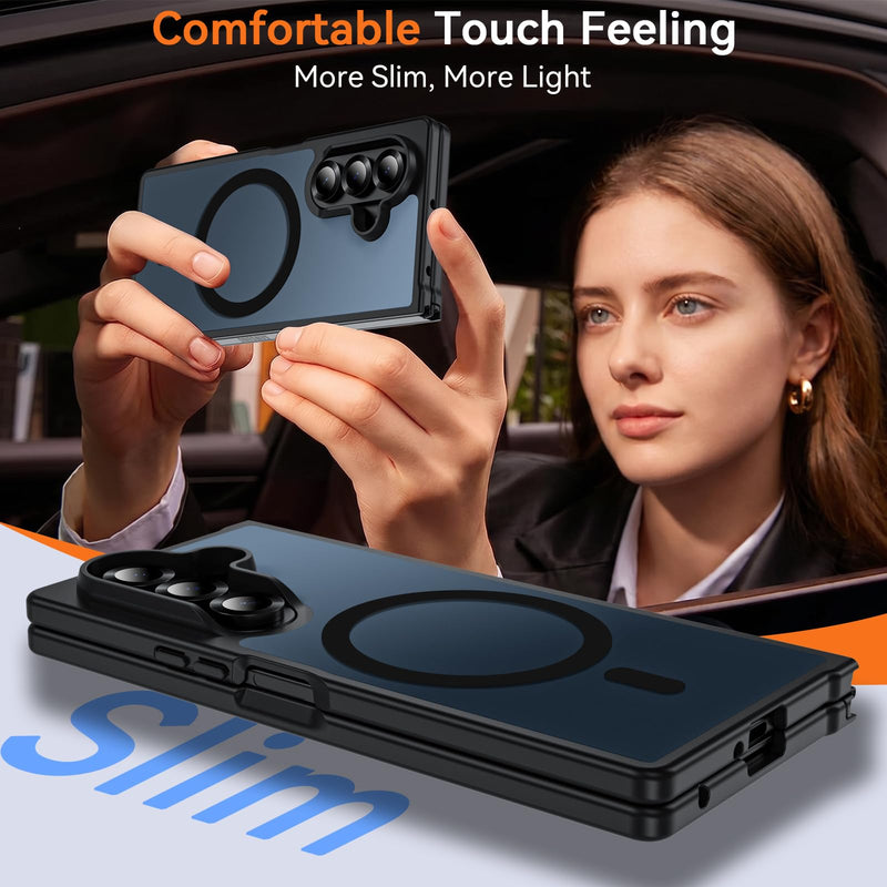 for Samsung Galaxy Z Fold 8 Ultra Case| Galaxy Z Fold 7 Case Magnetic Black | Compatible with MagSafe, Hinge Protection,Translucent Matte Military Grade Protection Shockproof Rugged Phone Cover Galaxy Z Fold 8 Ultra| Z Fold 7 Z Fold 8 Ultra-Black