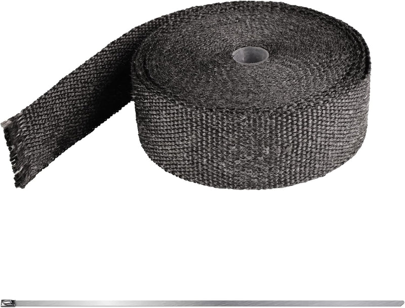 Arespark Exhaust Header Wrap, 2in x 16.5ft Black Heat Shield Tape with Stainless Steel Zip Ties 10pcs for Car Motorcycle Exhaust Manifold Heat Insulation Tape