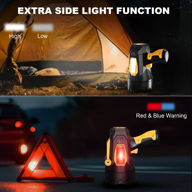 LBE Rechargeable Spotlight, Super Bright 2,000,000 Lumens Led Flashlight Handheld Spot Lights Outdoor with Cob Light, 10000ɱAh Long Lasting Large Spotlight for Hunting Boating Camping