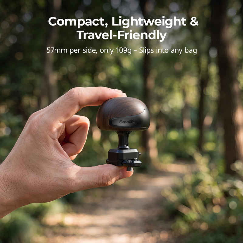 SmallRig HawkLock Mini Wooden Side Handle, H21 Quick Release Side Handles, Ergonomic Grip with Patented Slide-in Lock Mechanism, NATO Rail Included, Left/Right Hand Use, Max Load 15kg/ 33lb
