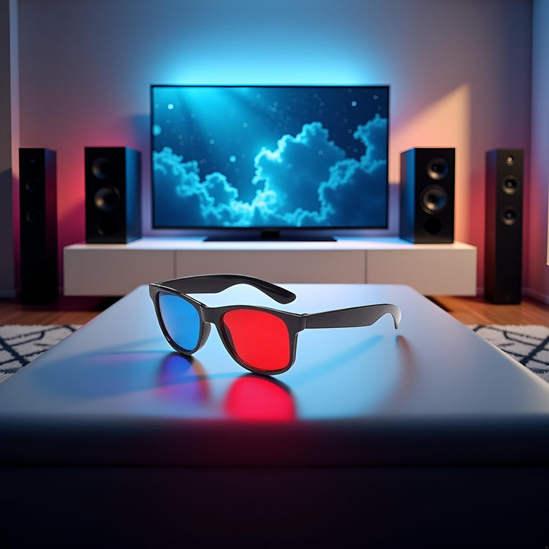 1Pc 3D Glasses,3D Viewing Glasses,Universal TV Movie Dimensional Video Frame 3D,DVD Game 3D Style,Televisions Accessories, Weightlight Simple Design (Red and Blue)