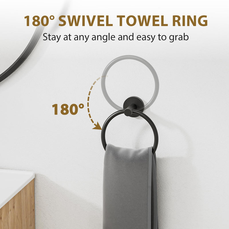 Luxbaro Matte Black Towel Bar Set, Modern 24 Inch Bathroom Hardware Set, Wall Mounted Bathroom Accessories Set, Durable SUS304 Stainless Steel, 4-Piece 26 Inch Matte Black-4pcs