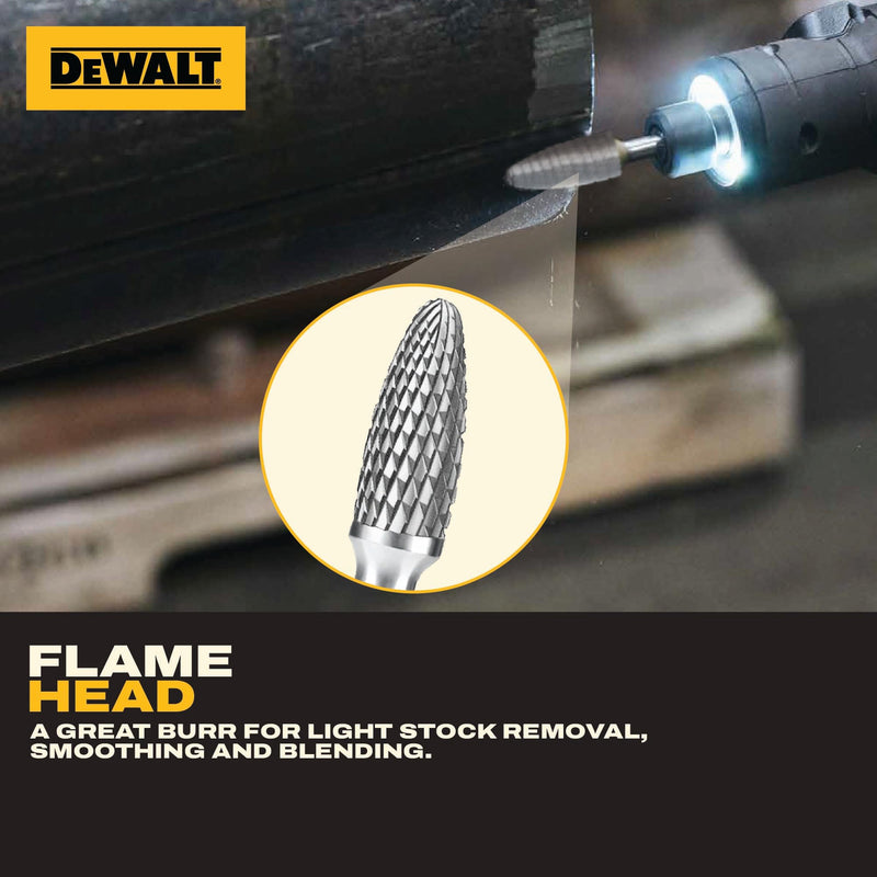 10 Pack DEWALT Tungsten Carbide Burrs Size 3MM with 1/8" Shank for Tough Metalworking (DXCBTJ3MM)