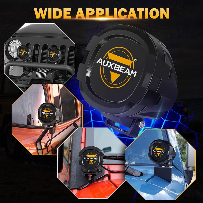 Auxebam 4 inch Black Offroad Light Covers, 2Pcs LED Round Pod Cover Waterproof Polycarbonate Protective Lens for LED Cube Lights Driving Fog Light (Fit for ZD000670 ZD000671)