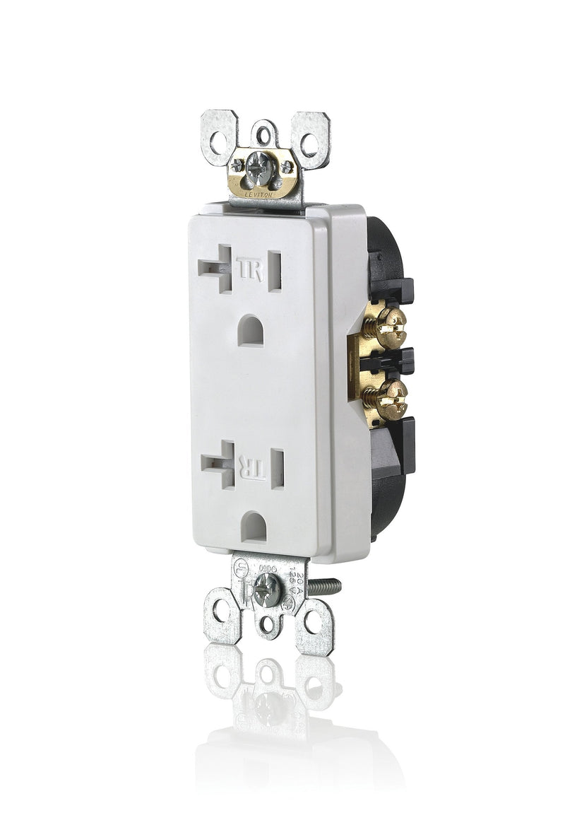 Leviton M02-T5825-Wmp 20a 125v White Decora Tamper Resistant Outlets 10 Count