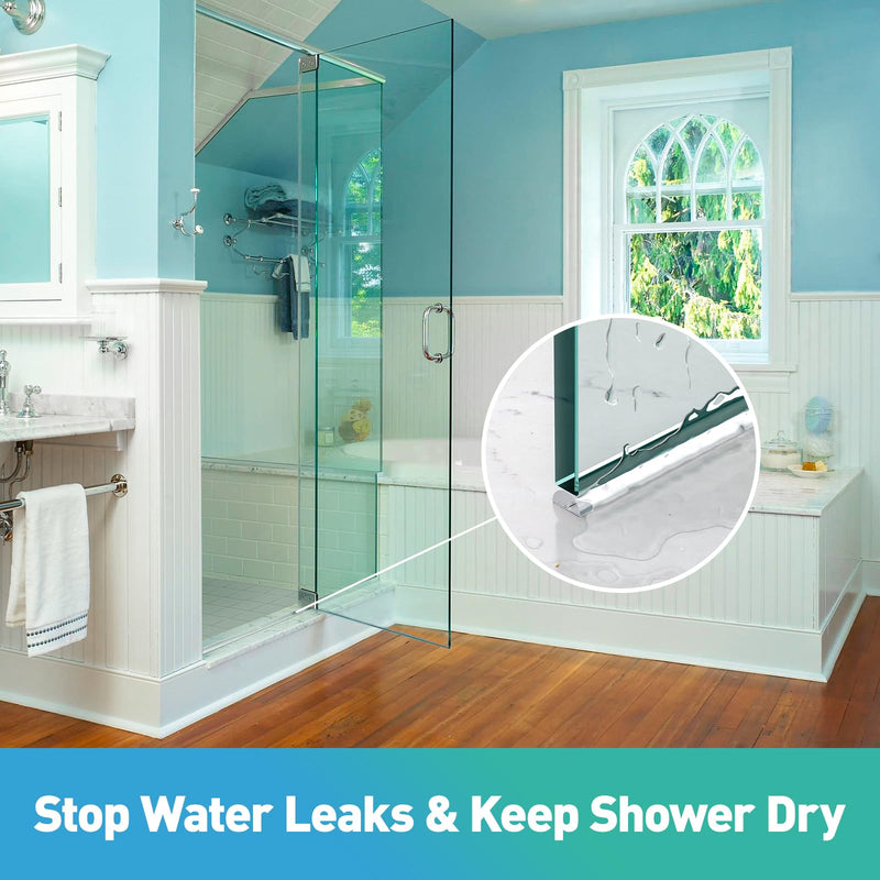 Shower Dam, 2 PCS 1/2" X 1/4" (WxH) Shower Threshold Water Dam,36In Clear Acrylic Shower Bottom Seal Stop Shower Leaks and Create a Water Barrier 1/2 X1/4" (WxH)