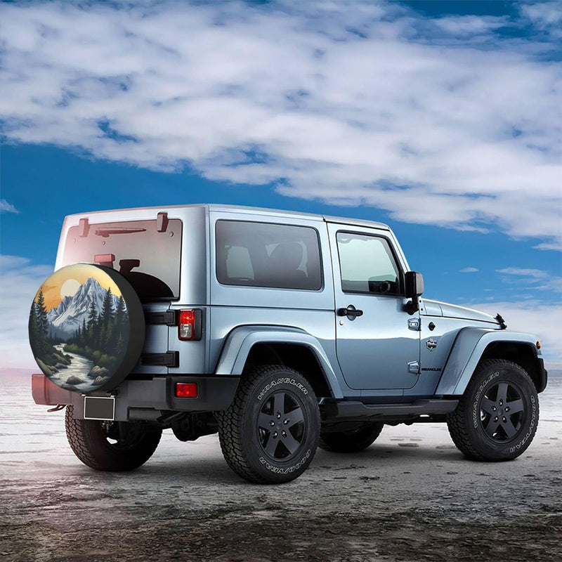Spare Tire Cover Mountains Nature Sunset Scenery Wheel Covers Weatherproof Universal Wheel Protectors for Rv SUV Camper Travel Trailer 14 Inch Mountains 3