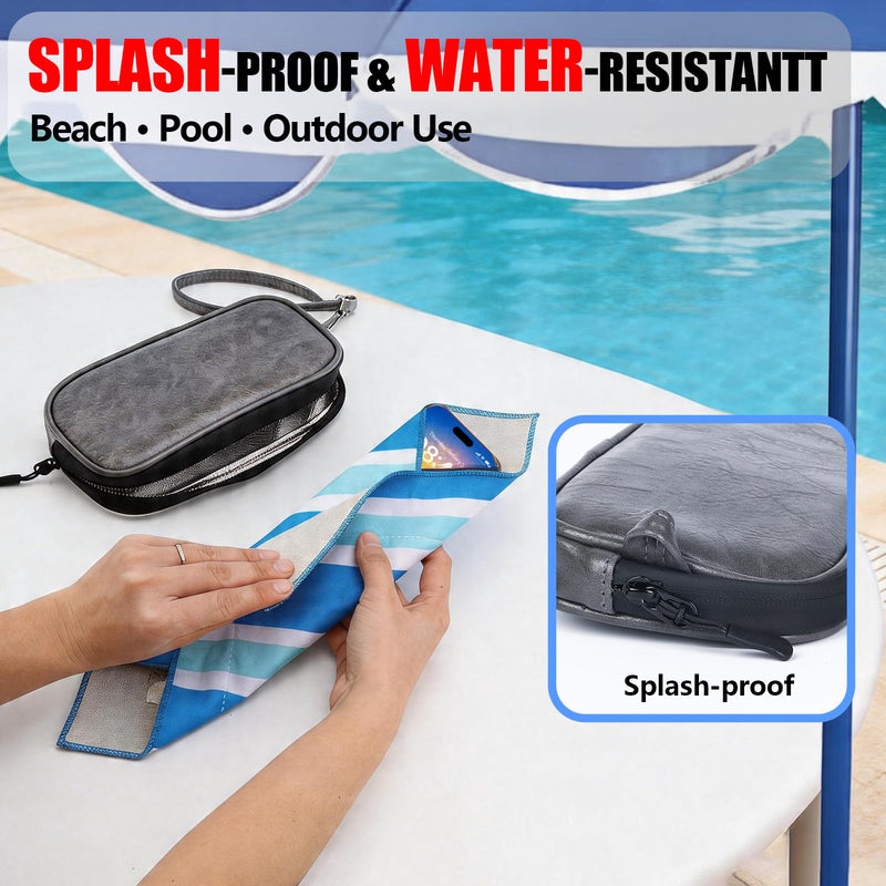 Thermal Phone Cooling Pouch for Beach & Pool iPhone Cooling Bag with 2 Reusable Gel Packs Prevent Overheating Phone Cooler Bag for Summer Heat Grey