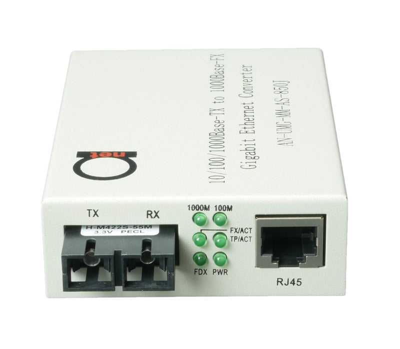 Multimode SC 850nm Gigabit Fiber Media Converter - Built-In SC Fiber Module 550m (0.34 miles) – to UTP Cat5e Cat6 10/100/1000 RJ-45 – Auto Sensing Gigabit | Fast Ethernet Speed - Jumbo Frame - LLF