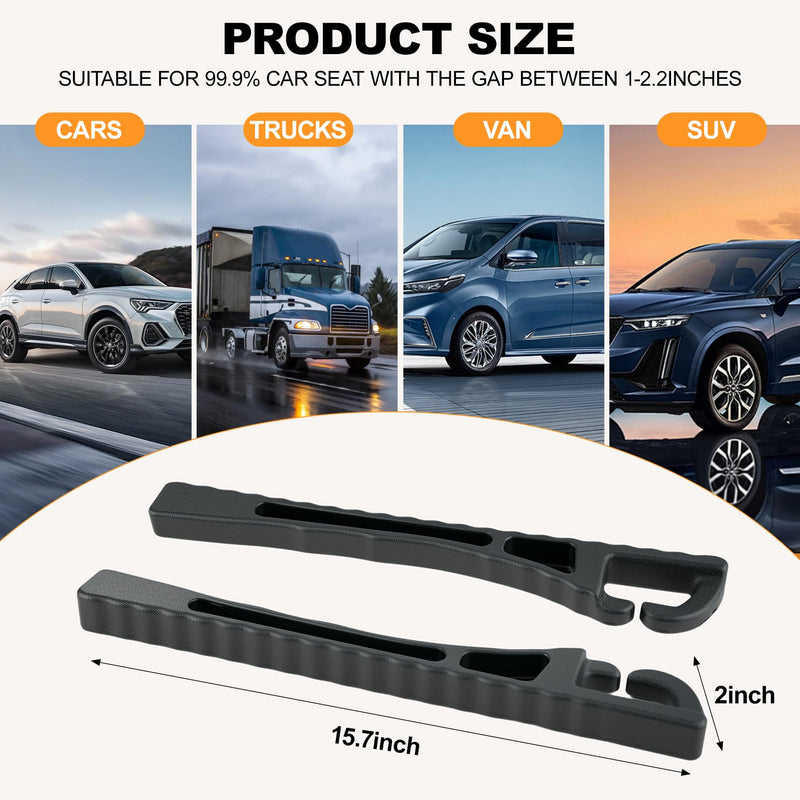 2PCS Car Seat Gap Filler, Seat Gap Filler for Cars SUV Trucks, Car Essentials, Effectively Prevent Things from Falling Off (Universal, Black) 15.7in