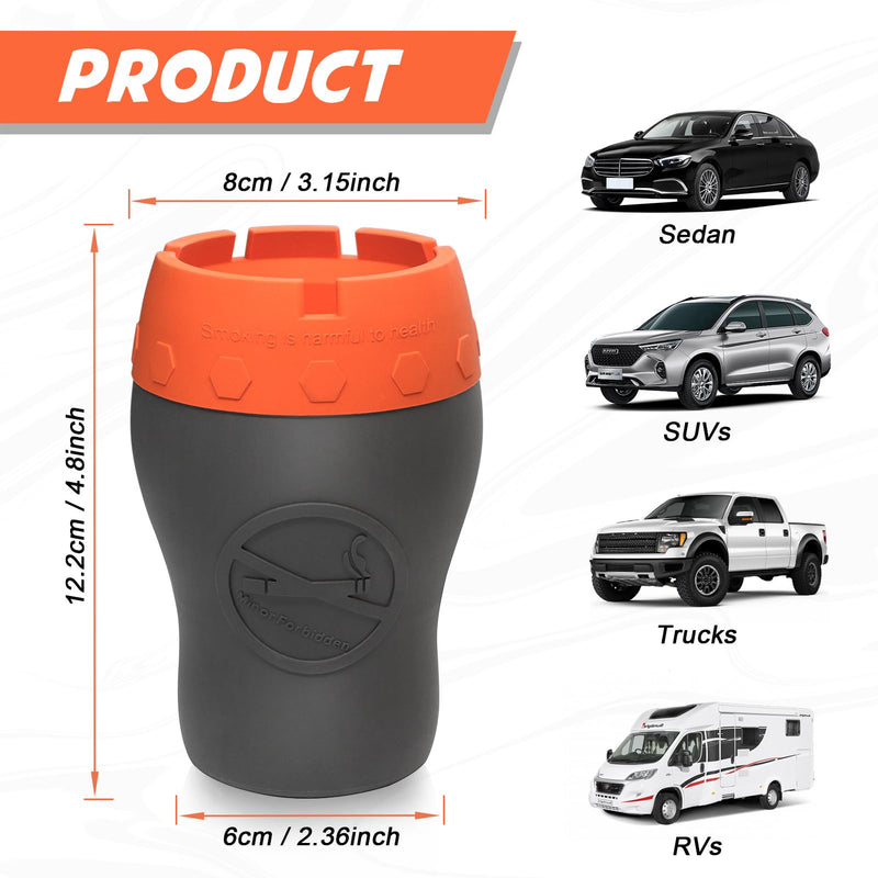 Car Silicone Ashtray,Auto Ash Tray Smokeless, Drop-Proof & Unbreakable Anti-Ash Splash Vehicle Cigarette Ashtray for Home Outside Office Car Accessories(Orange) Orange