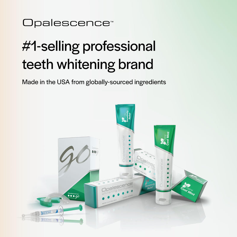 Opalescence Teeth Whitening Toothpaste (Pack of 2) - Cool Mint Original Formula - Oral Care, Gluten-Free - 4.7 Ounce Made by Ultradent.- TP-5166-2 Opalescence 4.7 Ounce (Pack of 2)