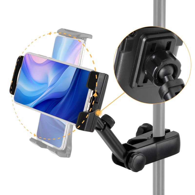 Universal Tablet Mount for Microphone & Music Stands - Telescopic & Adjustable Holder for iPads, iPhones, and Android Devices - Fits 4.7" to 13.5" Screens for Musicians and Performers